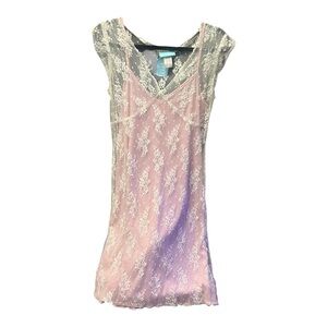 dELiA*s Pink and White Floral Lace Slip Dress XL